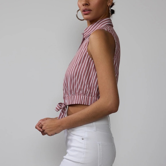 Striped Elastic Waist Shirt - Picture 2 of 9